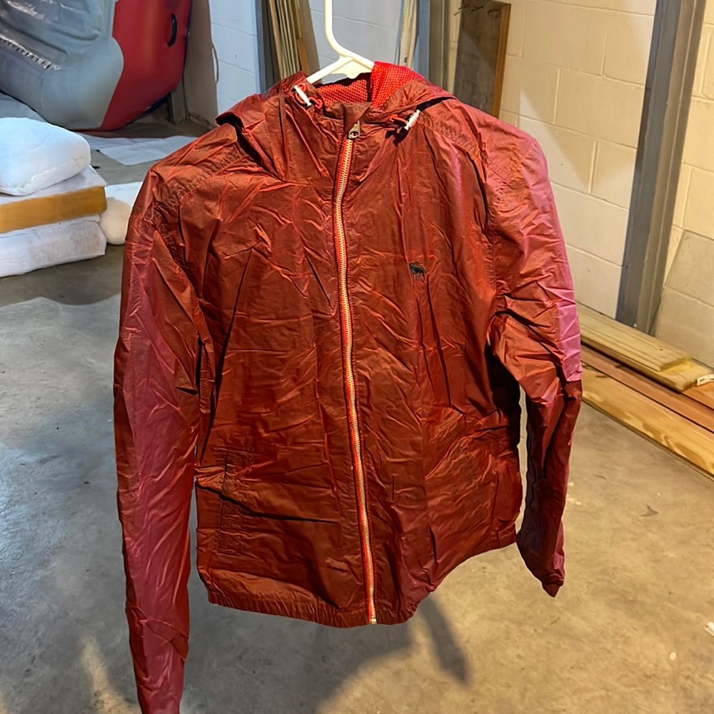 A&F maroon wind breaker, size small